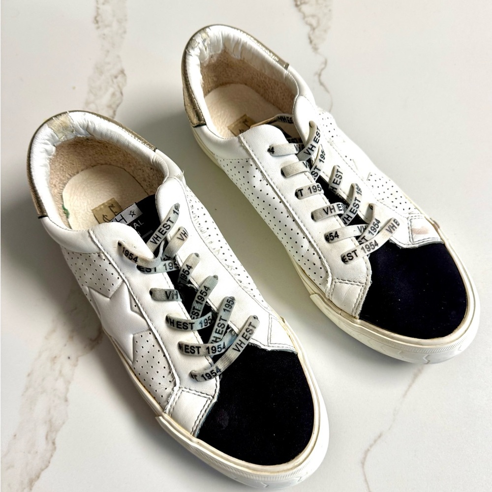 Vintage Havana White, Black and Gold Low-Top Sneakers women's size 11